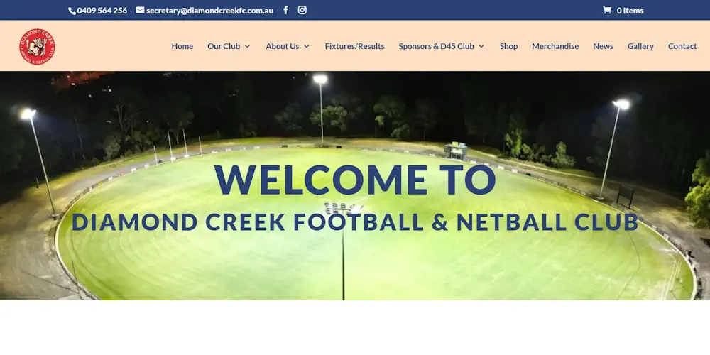 diamond creek football netball club web design diamond creek