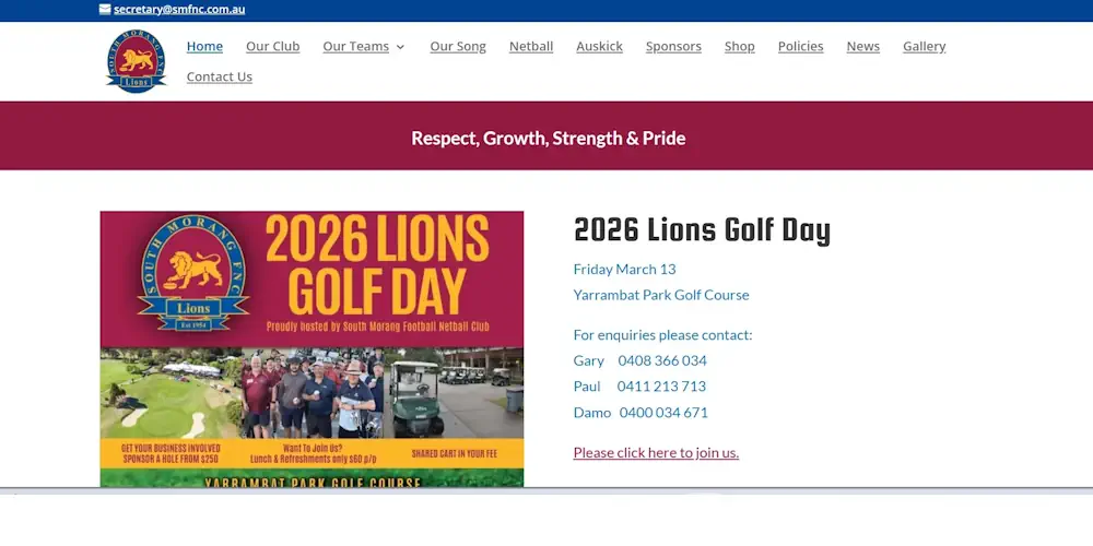 south Morang football netball club south morang web design